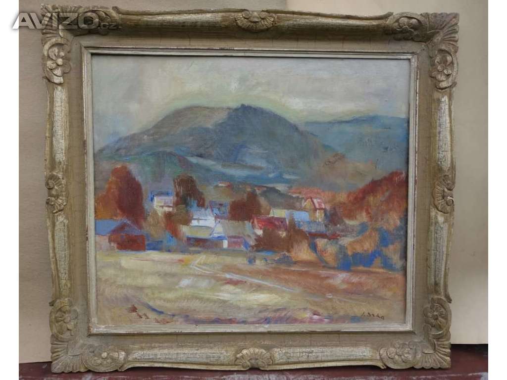 obraz - Josef Drha (Gruber) - Košařiska pod Ostrým - Beskydy - krajina - olej na plátně